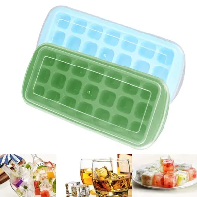 Produktbild von Eiswürfelformen mit Deckel, 21 Fächer, BPA-frei, flexible Gummiform für Eiswürfel in Bier, Wein, Whisky, Cocktails und Babynahrung.