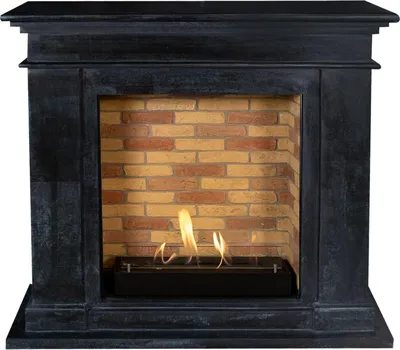 Image de Xaralyn cheminée à éthanol - Kos BST-SBU - noir pierre naturelle - 3 kW chauffage - cheminée encastrable incluse - cheminée décorative