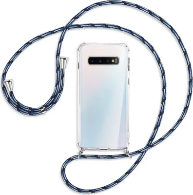 Produktbild von Handykette Backcover-Schutzhülle mit Band (Metall silberfarben) für Samsung Galaxy S10 - Blautöne