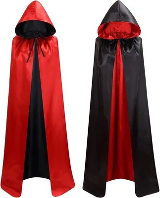 Productafbeelding van Vampierkostuum volwassenen en tieners satijnen cape met capuchon dubbelzijdige vampiercape voor dames en heren Halloween carnaval