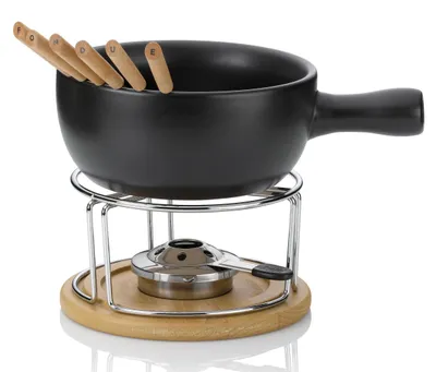 Käsefondue-Set aus Keramik, Schwarz, eine Größe