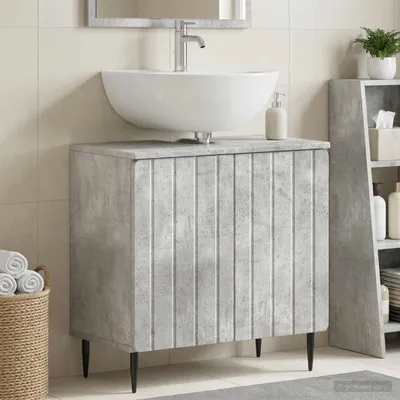 Image de Maison Exclusive - Meuble sous-vasque ZWOLLE, couleur gris béton, 59,5 x 31,5 x 59 cm
