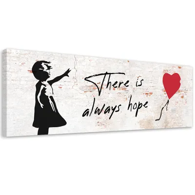 Produktbild von Leinwandbild Banksy Girl with Balloon 150x50 Feeby Beige bild für die wand bereit zum aufhängen