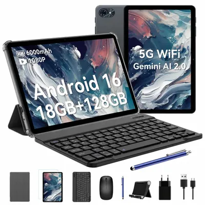 Produktbild von TABWEE 2026 T80 (6GB+128GB) 2025, 10 Zoll, Android16, 6000mAh, mit Tastatur Maus Stift Schutzhülle Ständer Schutzfolie, BT5.0, 5G WiFi, Gemini