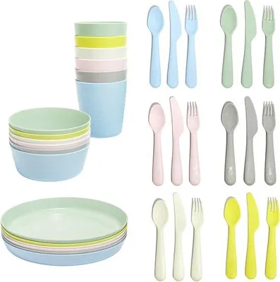 Produktbild von Famanu Kinderteller-Set BPA-frei aus Kunststoff - Pastellfarben