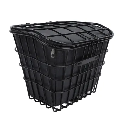 Image de Panier à vélo, panier avant pour vélo, panier pour scooter, panier de rangement avant pour vélo, panier à vélo en métal, panier à vélo avec sac de protection
