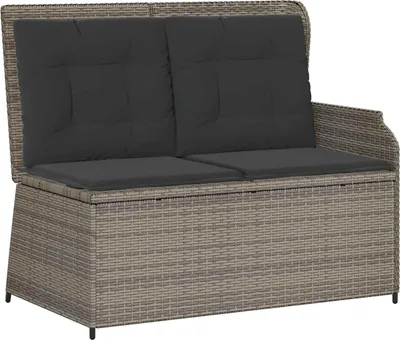 Image de Banc de jardin vidaXL avec coussins, gris, en polyrotin