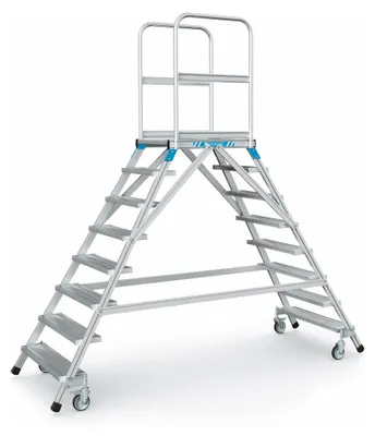 Produktbild von Zarges Podestleiter fahrbar mit 2x8 Leichtmetall-Stufen