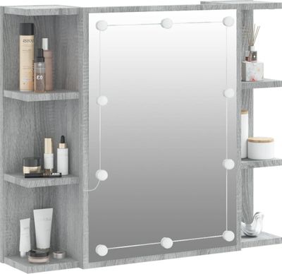vidaXL Spiegelschrank mit LED Grau Sonoma 70x16,5x60 cm