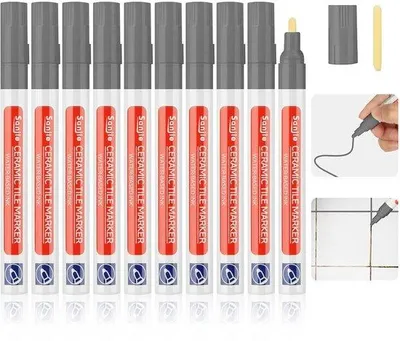 Produktbild von Famanu Fugenstift zur Fliesenreparatur - grau, 10 Stück mit Ersatzspitzen