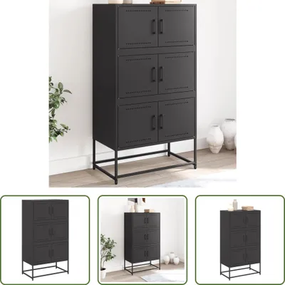 Immagine prodotto di The Living Store Credenza nera 68,5x38,5x123,5 cm Acciaio