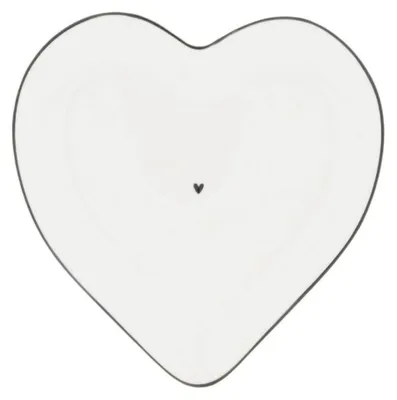 Produktbild von Kuchenteller, Platte HEART in Herzform D. 18cm weiß schwarz Bastion Collections