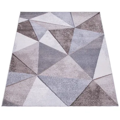 Produktbild von Teppich Wohnzimmer Kurzflor Vintage Abstrakt Modern Geometrisch Rautenmuster Grösse 120x160 cm