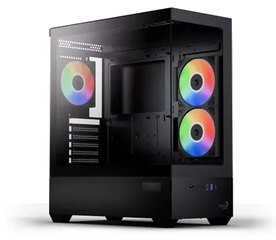 Image de Aerocool P500D Digi-G-BK-v1, tour Midi, PC, noir, ATX, Micro ATX, Mini-ITX, SPCC, verre trempé, gaming