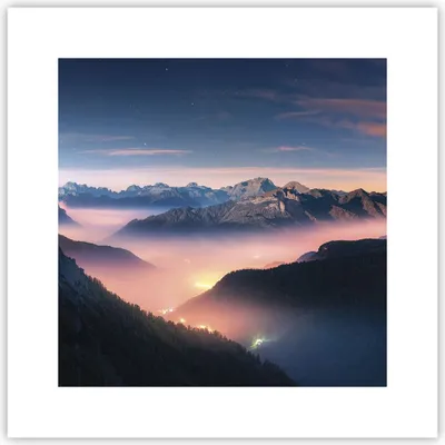 Produktbild von Poster - Poster ohne Rahmen - Berge Wolken Nebel - 30x30 cm - Wand Bild - Wanddeko - Wandbilder - Kunstposter - Wandposter - Bilder - Kunstdruck - Wanddekoration - Wandbild - P2XAC30x30-5004