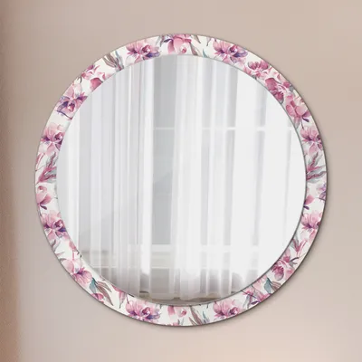 Produktbild von Spiegel - Mirror zum Wandspiegel Schlafzimmer – Schminkspiegel- Pfingstrosen Blumen- Ø100cm