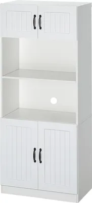 Produktbild von Küchenschrank Küchenbuffet Hochschrank Mit 2 Regalen Und 2 Schränken Mit Verstellbaren Regalböden Mikrowellenregal Anti-Kipp-Gurt