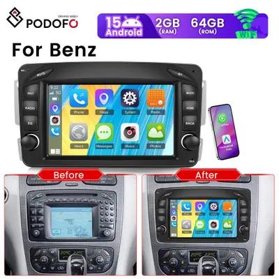 Produktbild von Autoradio mit Android 15 und kabellosem CarPlay, 7-Zoll-Touchscreen und Navigation
