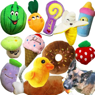 Image de 12 peluches adorables en forme de chiens - Jouets en peluche qui émettent un son, adaptés aux petits et moyens chiens