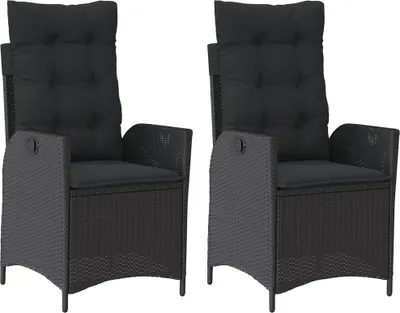 Immagine prodotto di vidaXL Poltrona da giardino con cuscino 2 pz. Regolabile in Poly Rattan nero