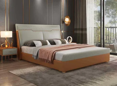Image de Luxe Chambre Lit Rembourré Design Luxe Double Lits Hôtel Mariage Nouveau Cuir