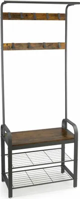 Obrázok produktu pre Vešiak na kabáty so sedadlom Loft 183x72x34 cm hnedý Dekorácie do predsiene