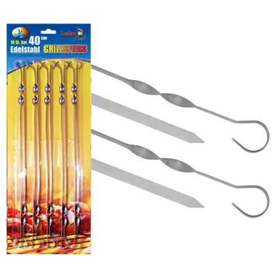 Produktbild von Edelstahl Grillspieße 10 Stück 40cm Schaschlikspieße Grill Spieße Grillzubehör