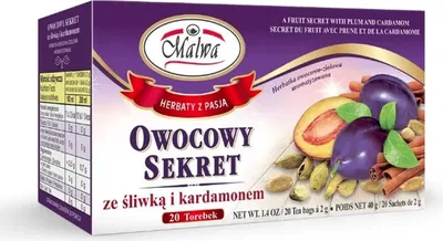 Zdjęcie produktu dla Malwa Herbatka Owocowy Sekret ze Śliwką i Kardamonem 20 Saszetek