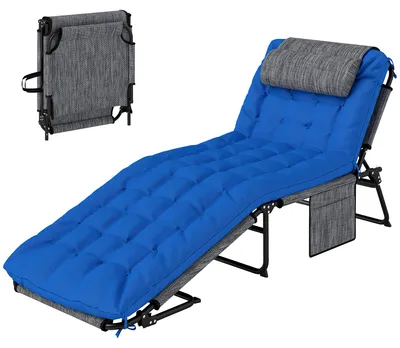 Produktbild von Outsunny Sonnenliege klappbar Gartenliege mit Kopfkissen, Liegestuhl wetterfest