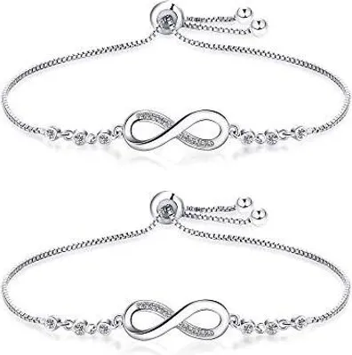 Produktbild von 2 Stück Unendlichkeit Armband Verstellbar Freundschaftsarmband für Weihnachten Valentinstag Muttertag