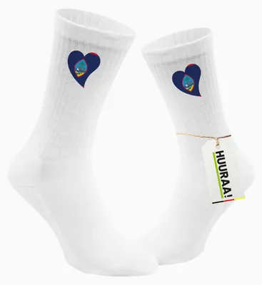 Produktbild von Huuraa Uni Socken Guam Flagge Herz 37/41 White Baumwolle Tennissocken Geschenkidee