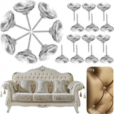Produktbild von 20 Ziernägel / Polsternägel Diamanten Kristalle Glamour DEKORATIVE Stecknadeln mit Kristall 20mm Deko Sofa Craft Sofa-Polsterung
