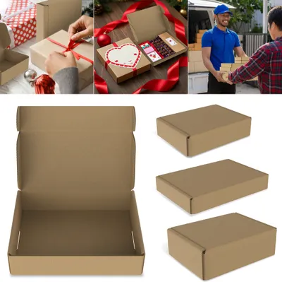 Obrázok produktu pre LZQ skladacie boxy 320 x 200 x 50 mm BrownWP 20 prepravný kartón DHL kartón Hermes DPD GLS obal (20 kusov) na prepravu drobného tovaru