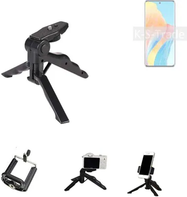 Produktbild von K-S-Trade Stativ Tisch-Ständer Dreibein Handy-Stativ Ständer kompatibel mit Oppo Reno 8T 4G Mini-Stativ Smartphone Tripod Handy-Stativ aus Plastik