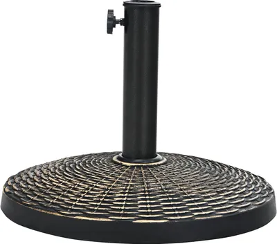 Produktbild von GOPLUS Sonnenschirmständer, Harz-Schirmständer für 38-48mm Schirmstangen, Runder Sonnenschirmfuß mit Rattan-Design