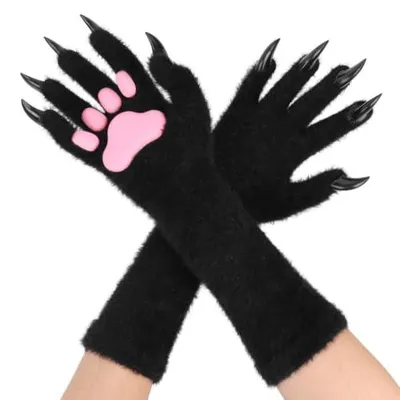 Produktbild von Lange Handschuhe in Tierklauenform - Plüschhandschuhe für Halloween und Kostüme - AJEW-WH2001870-460-EU21