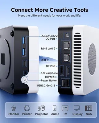 Image de Mini PC - Ordinateur de bureau - Processeur Intel i3 - 8 Go de RAM - SSD de 256 Go - WiFi 6 - Windows 11