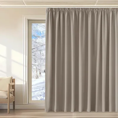 Obrázok produktu pre Zatemňovacie závesy, pripravené na použitie s volánovou páskou, s tepelnou izoláciou, pieskovej farby, 300 x 240 cm
