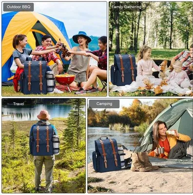 Produktbild von Grosser Picknickrucksack für vier Personen mit isoliertem Kühlfach und Accessoires