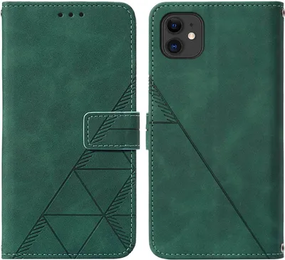 Produktbild von iPhone 11 Hülle, Schlank Prägung Flip Leder Kartenfächer Schutzhülle mit Ständer für iPhone 11 Grün