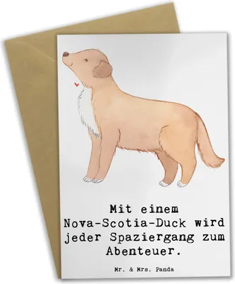 Produktbild von Mr. & Mrs. Panda Grußkarte Nova Scotia Duck Abenteuer - Weiß - Geschenk, unvergessliche Erlebnisse, Hundeliebhaber, Erkundungen, Hunderasse, dankeskarten, Freude, Toller