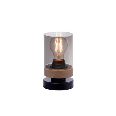 Produktbild von Tischlampe, Holz,  Glas rauchfarben H 18 cm