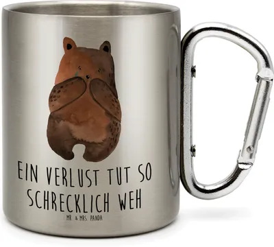 Produktbild von Mr. & Mrs. Panda Campingtasse Bär Verlust - Transparent - Geschenk, Teetasse, Trauer Trauergeschenk Traurig Trösten Trost Liebeskummer, Thermobecher, Teddy, Teebecher