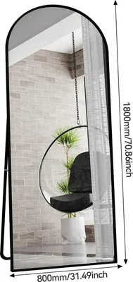 Obrázek produktu pro Celotělové zrcadlo – stojací / nástěnné zrcadlo – 180 x 80 cm – k postavení, opření nebo zavěšení – moderní minimalistický styl – černý rám