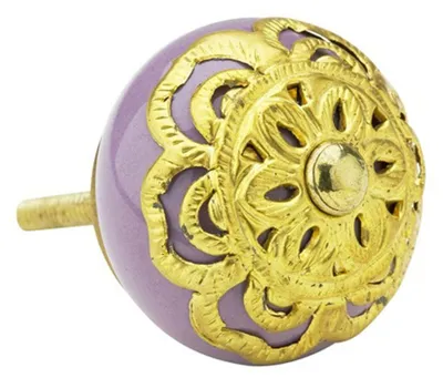 Produktbild von Lisbeth Dahl Möbelgriff 4cm Möbelknopf Türknopf Schrankgriff Acryl Metall gold