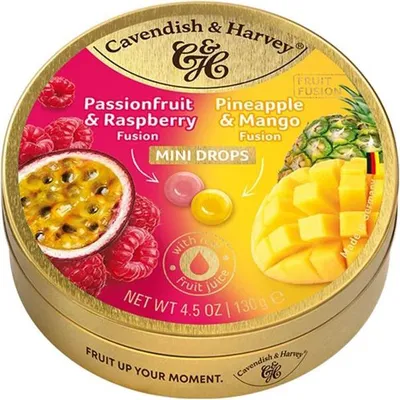 Produktbild von Cavendish & Harvey Mini Drops Passionfruit & Raspberry Fusion & Pineapple & Mango Fusion 130g