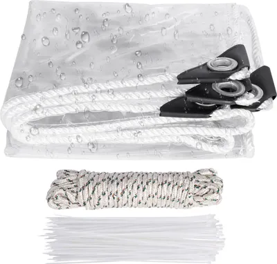 Image de Topchances Bâche PVC transparente imperméable avec œillets, auvents résistants pliables,0,39mm Protection contre la pluie Rain Cover pour meubles de jardin plantes serre,1.5mx2.5m