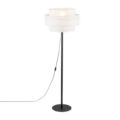 Immagine prodotto di Lampada da terra in metallo tessuto E27 155 cm nero bianco rotondo moderno