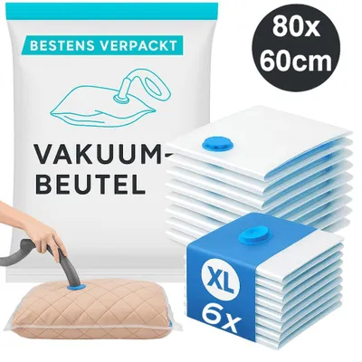 Produktbild von Vakuum Beutel 6er Set Aufbewahrungsbeutel Vacuum Verstausack Kleidung Klamotten