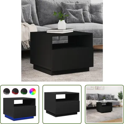 Image de The Living Store Table basse avec lampes LED Noir 50x49x40 cm